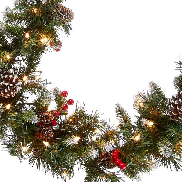 NIB National Tree Company 9 ft. Frosted Berry Garland with Clear Lights - Picture 2 of 5